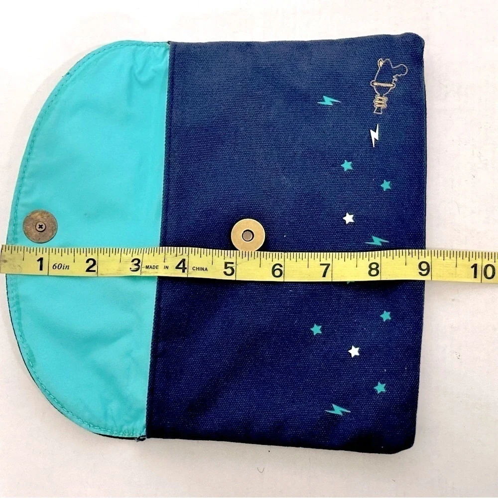 Blue Benefit San Francisco Cosmetic Clutch Makeup Bag with Snap Front